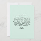 Verfijnde Mint Groene Foto Afstuderen Bedankkaart (Achterkant)