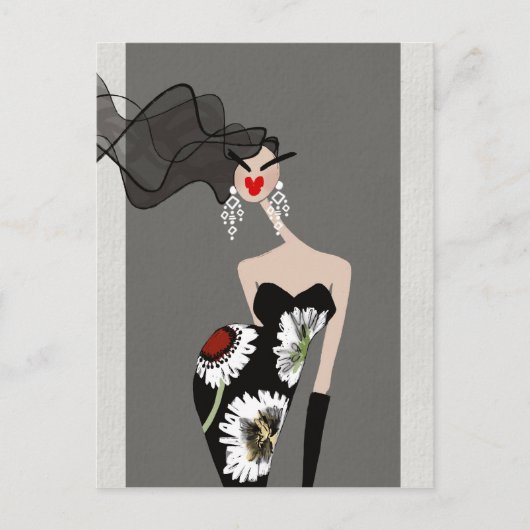 Verfijnde Mode Illustratie Kunst Briefkaart (Voorkant)