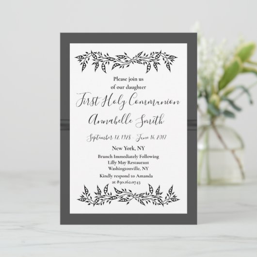 VERFIJNDE MODERNE Eerste Heilige Comm Kaart (Staand voorkant)