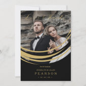 Verfijnde Moderne Faux Gouden Abstracte Foto Bedankkaart (Voorkant)