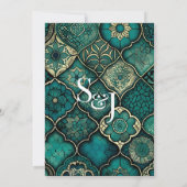 Verfijnde Moderne Groene Patroon Bruiloft Kaart (Achterkant)