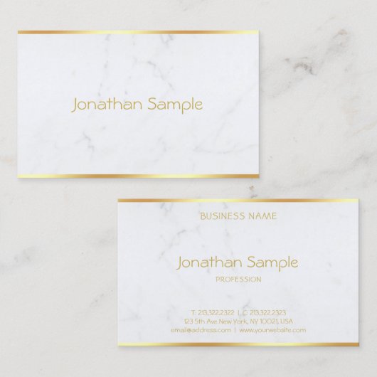 Verfijnde Moderne Marmeren Gouden Tekst Sjabloon Visitekaartje (Voorkant / Achterkant)