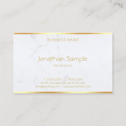 Verfijnde Moderne Marmeren Gouden Tekst Sjabloon Visitekaartje (Achterkant)