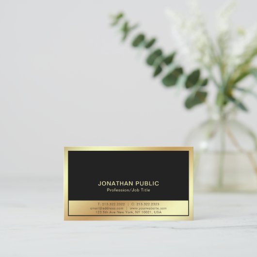 Verfijnde, moderne zwarte standaard visitekaartje (Staand voorkant)