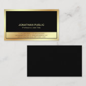 Verfijnde, moderne zwarte standaard visitekaartje (Voorkant / Achterkant)