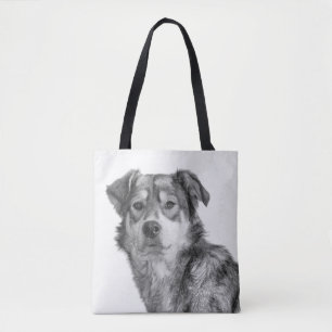 Verfijnde monochrome grote gemengde rashond tote bag