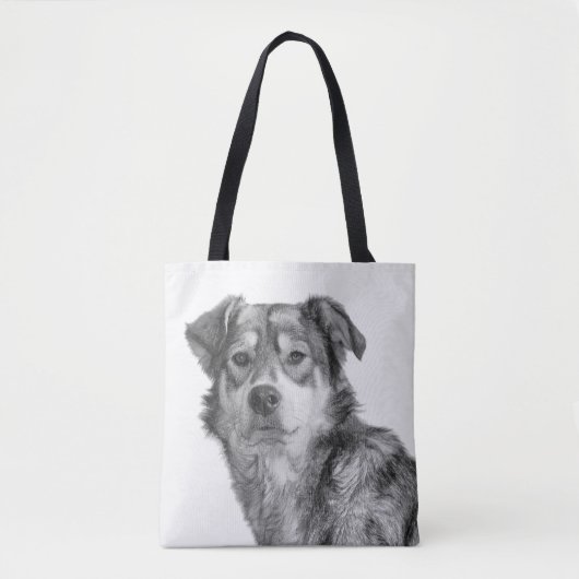 Verfijnde monochrome grote gemengde rashond tote bag (Voorkant)