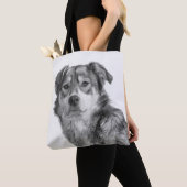 Verfijnde monochrome grote gemengde rashond tote bag (Dichtbij)
