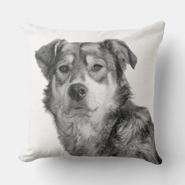 Verfijnde monochrome grote hond van gemengd ras kussen (Voorkant)