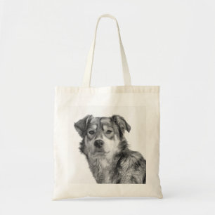 Verfijnde monochrome grote hond van gemengd ras tote bag