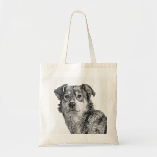 Verfijnde monochrome grote hond van gemengd ras tote bag (Voorkant)