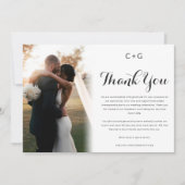 Verfijnde Monogram Elegantie Bruiloft Foto's Bedankkaart (Voorkant)