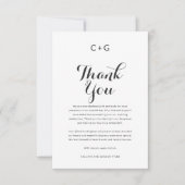 Verfijnde Monogram Elegantie: Moderne Huwelijk Bedankkaart (Voorkant)