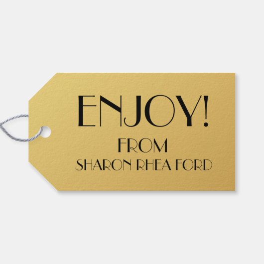 Verfijnde Monogram Gold Look Gift Labels Cadeaulabel (Achterkant Horizontaal)