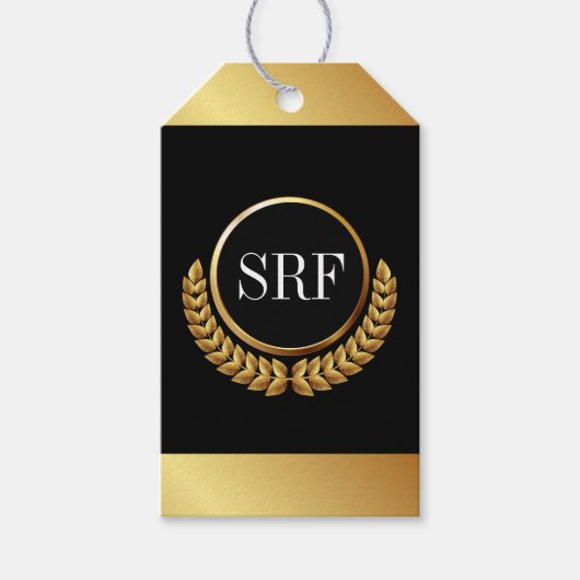 Verfijnde Monogram Gold Look Gift Labels Cadeaulabel (Voorkant)