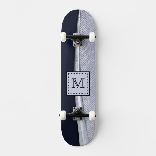 Verfijnde monogram zeemacht en zilveren doezelaar skateboard (Voorkant)