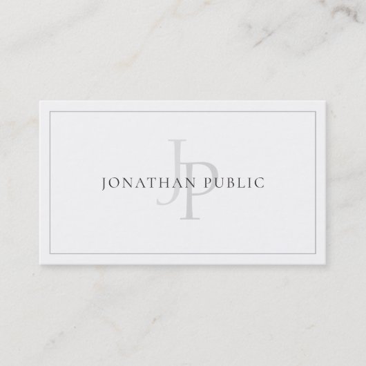 Verfijnde Monogrammed Chic Plain Modern Luxe Visitekaartje (Voorkant)