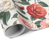 Verfijnde Neutrale Camellia Bloemkunst Cadeaupapier (Rol Hoek)
