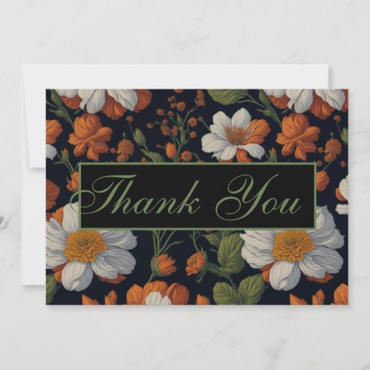 Verfijnde Oranje witte elegante retro bloemen Kaart (Voorkant)