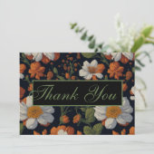 Verfijnde Oranje witte elegante retro bloemen Kaart (Staand voorkant)