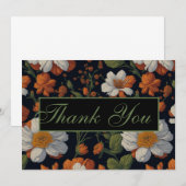 Verfijnde Oranje witte elegante retro bloemen Kaart (Voorkant / Achterkant)