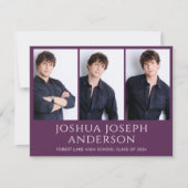 Verfijnde Paarse Afstuderen foto aankondiging (Voorkant)