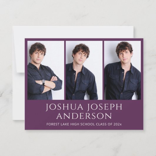 Verfijnde Paarse Afstuderen foto aankondiging (Voorkant)