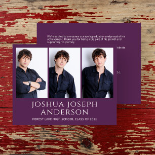 Verfijnde Paarse Afstuderen foto aankondiging