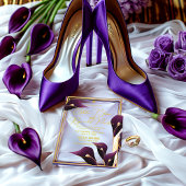 Verfijnde Paarse Calla Lily bruiloft Acryl Uitnodigingen