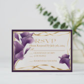 Verfijnde Paarse Calla Lily bruiloft RSVP Kaartje (Staand voorkant)