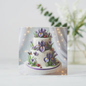 VERFIJNDE PAARSE IRIS VERSIERDE VERJAARDAGSTAART KAART (Staand voorkant)