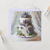 VERFIJNDE PAARSE IRIS VERSIERDE VERJAARDAGSTAART KAART (Voorkant / Achterkant in situ)