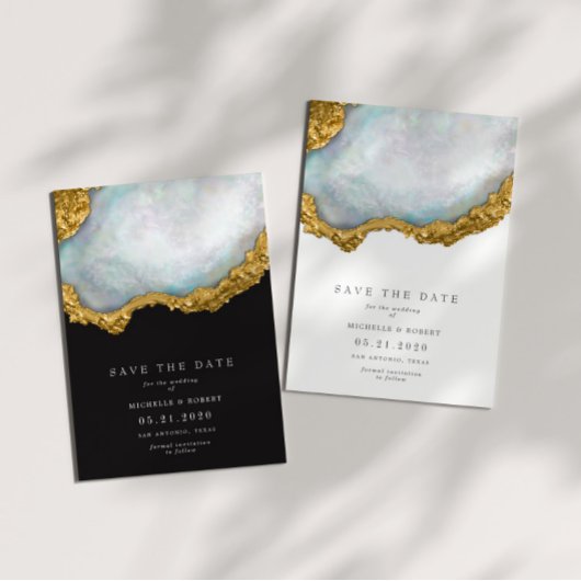 Verfijnde parel agaat foto bewaar de datum kaart