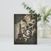 Verfijnde Paris Eiffeltoren Kant damast Briefkaart (Staand voorkant)