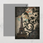 Verfijnde Paris Eiffeltoren Kant damast Briefkaart (Voorkant / Achterkant)