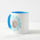 Verfijnde Pastelblauwe Poodle | Aangepast Kerstcad Mok (Voorkant links)