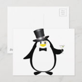 Verfijnde Pinguïn met Martini Briefkaart (Voorkant / Achterkant)
