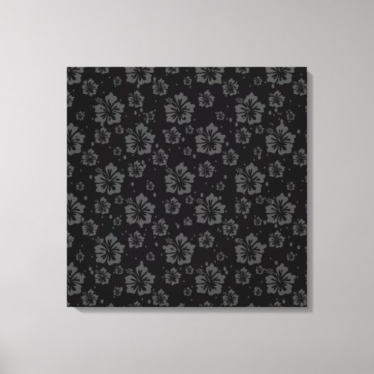 Verfijnde Plain Black Muted Floral Canvas Afdruk (Voorkant)