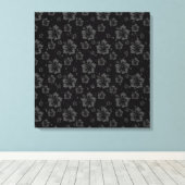 Verfijnde Plain Black Muted Floral Canvas Afdruk (Insitu (Houten vloer))