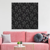 Verfijnde Plain Black Muted Floral Canvas Afdruk (Insitu (Woonkamer))