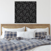 Verfijnde Plain Black Muted Floral Canvas Afdruk (Insitu (Slaapkamer))
