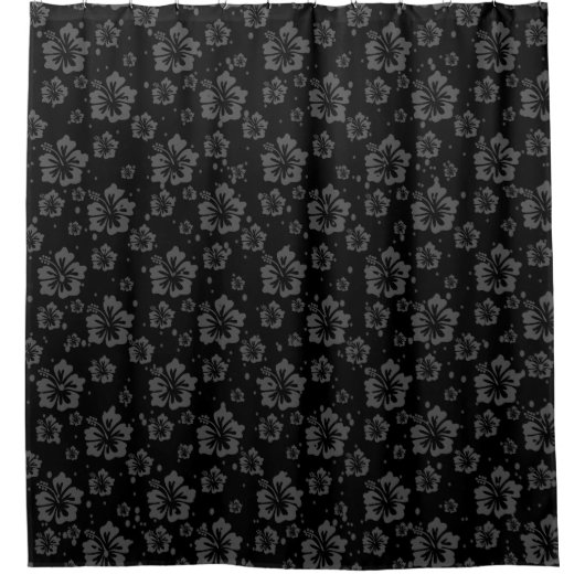 Verfijnde Plain Black Muted Floral Douchegordijn (Voorkant)