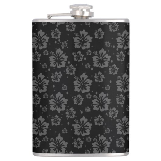 Verfijnde Plain Black Muted Floral Heupfles (Voorkant)