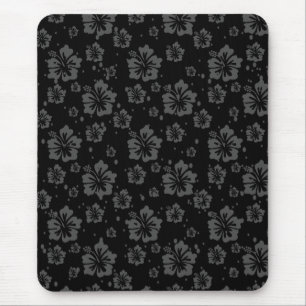 Verfijnde Plain Black Muted Floral Muismat