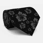 Verfijnde Plain Black Muted Floral Stropdas (Opgerold)