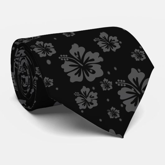 Verfijnde Plain Black Muted Floral Stropdas (Opgerold)