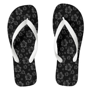 Verfijnde Plain Black Muted Floral Teenslippers