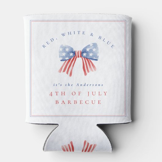 Verfijnde Preppy USA Bow - 4 juli BBQ Blikjeskoeler (Achterkant)