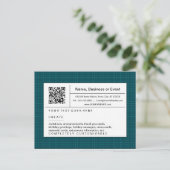 verfijnde QR-code: blauwgroen plaid Uitnodiging Briefkaart (Staand voorkant)