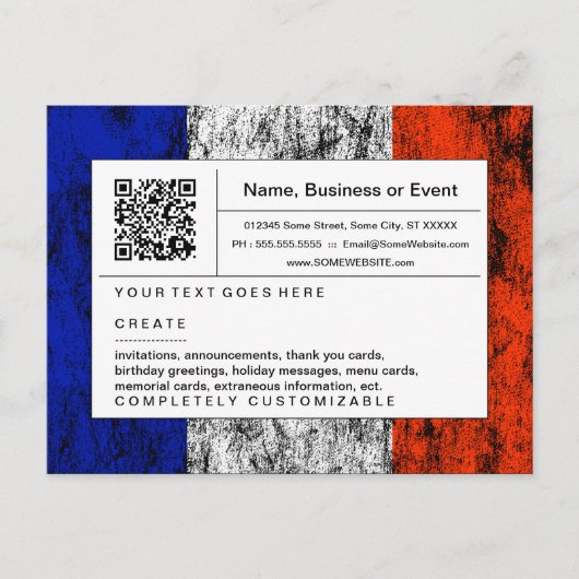 verfijnde QR - code : frankrijk Uitnodiging Briefkaart (Voorkant)